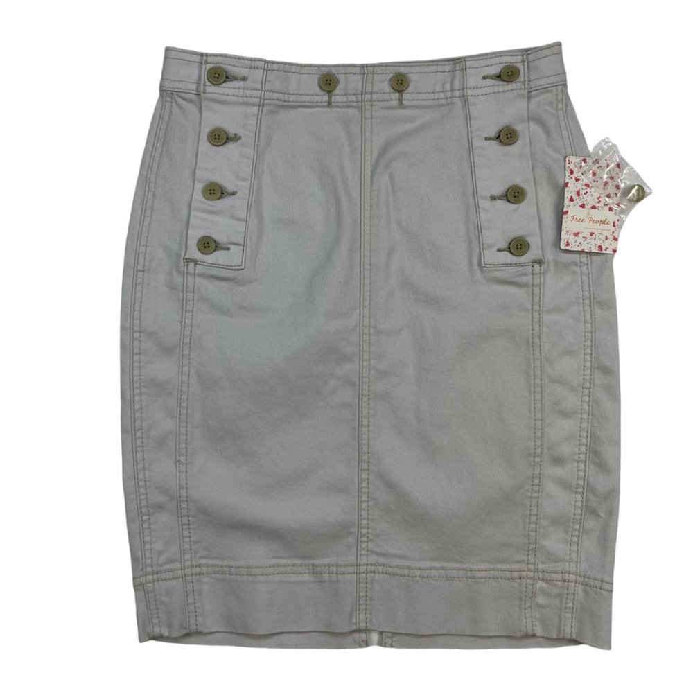 Free People Skirt 2 Off White Mini Button Detail
